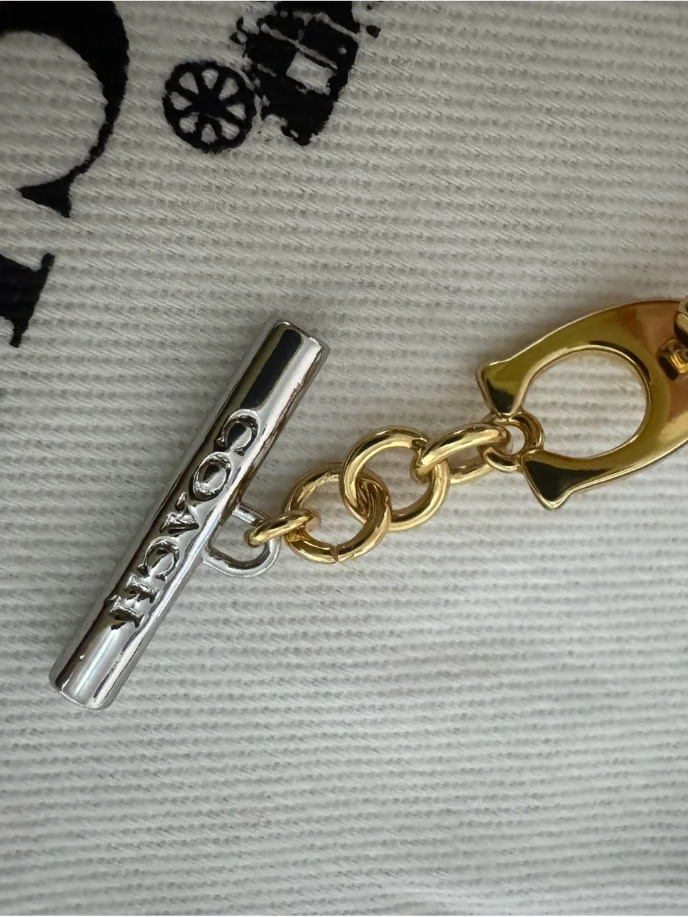 Coach Two-Tone Chain Link Bracelet — Gold & Silver